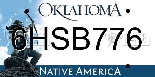 6HSB776 Oklahoma License Plate