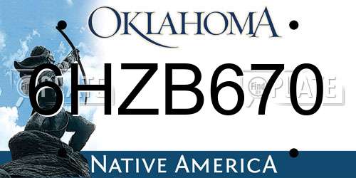 6HZB670 Oklahoma License Plate