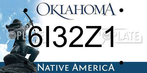 6I32Z1 Oklahoma License Plate