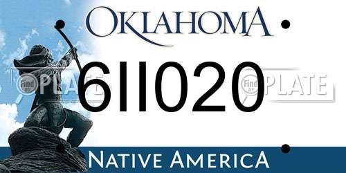 6II020 Oklahoma License Plate