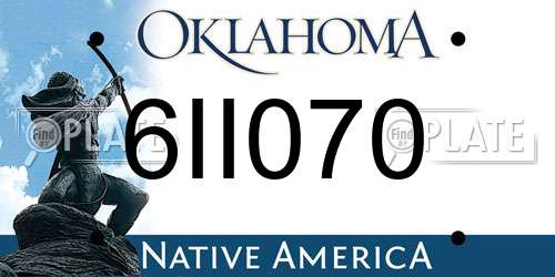 6II070 Oklahoma License Plate