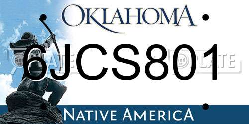 6JCS801 Oklahoma License Plate