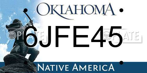 6JFE45 Oklahoma License Plate