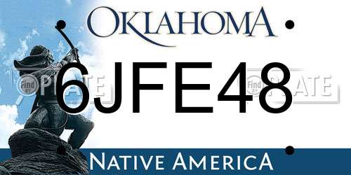 6JFE48 Oklahoma License Plate