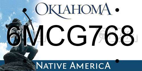 6MCG768 Oklahoma License Plate