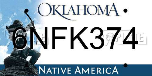 6NFK374 Oklahoma License Plate