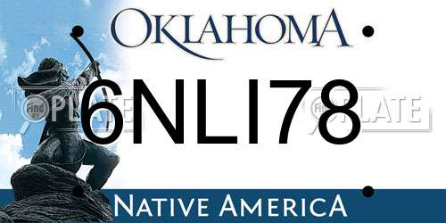 6NLI78 Oklahoma License Plate