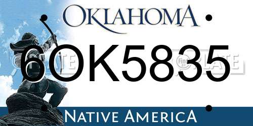 6OK5835 Oklahoma License Plate