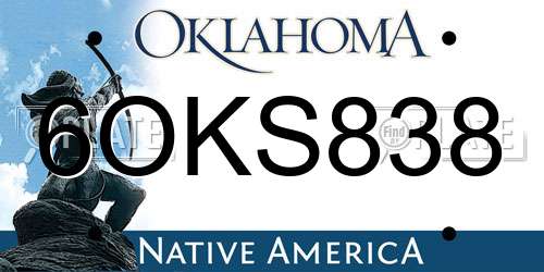 6OKS838 Oklahoma License Plate