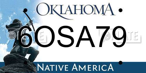 6OSA79 Oklahoma License Plate