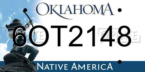 6OT2148 Oklahoma License Plate