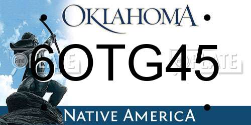 6OTG45 Oklahoma License Plate