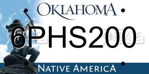 6PHS200 Oklahoma License Plate