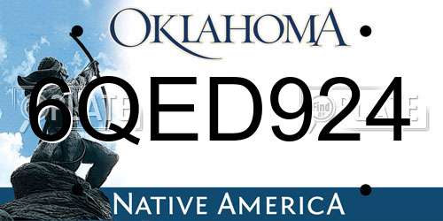 6QED924 Oklahoma License Plate