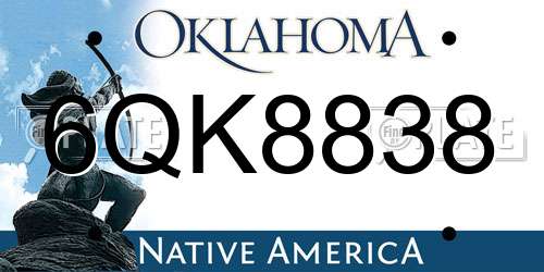 6QK8838 Oklahoma License Plate