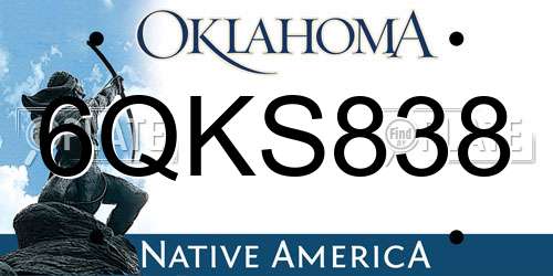 6QKS838 Oklahoma License Plate