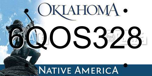 6QOS328 Oklahoma License Plate