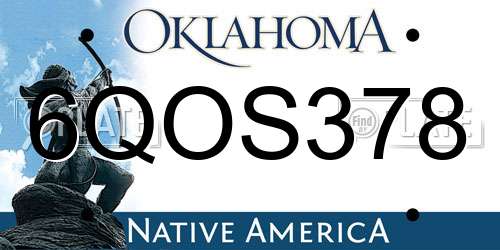 6QOS378 Oklahoma License Plate