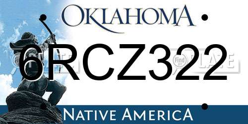 6RCZ322 Oklahoma License Plate