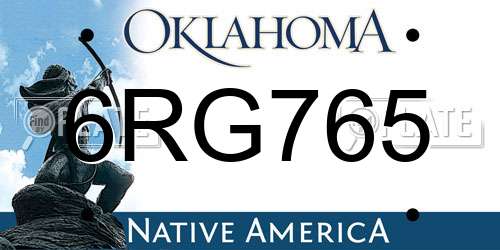 6RG765 Oklahoma License Plate