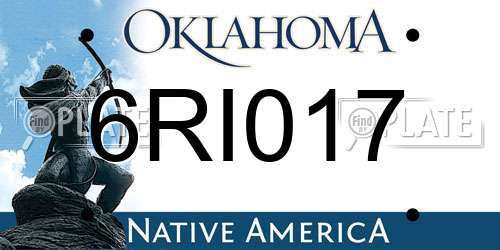 6RI017 Oklahoma License Plate