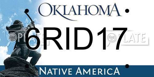 6RID17 Oklahoma License Plate
