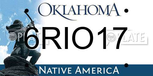 6RIO17 Oklahoma License Plate