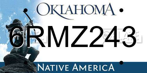 6RMZ243 Oklahoma License Plate