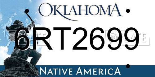6RT2699 Oklahoma License Plate