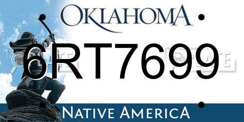 6RT7699 Oklahoma License Plate