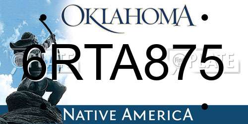 6RTA875 Oklahoma License Plate