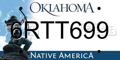 6RTT699 Oklahoma License Plate