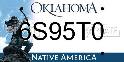 6S95T0 Oklahoma License Plate