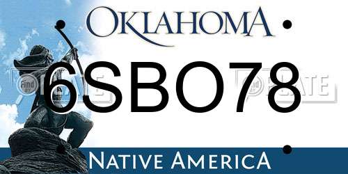 6SBO78 Oklahoma License Plate