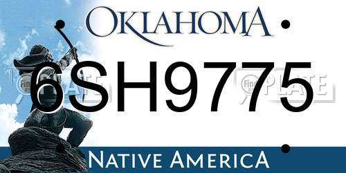 6SH9775 Oklahoma License Plate