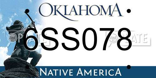 6SS078 Oklahoma License Plate
