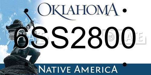6SS2800 Oklahoma License Plate