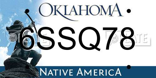 6SSQ78 Oklahoma License Plate