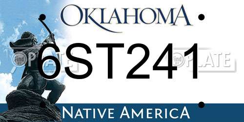 6ST241 Oklahoma License Plate
