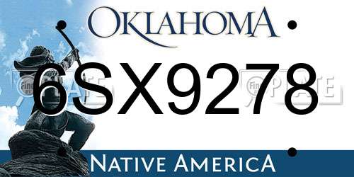 6SX9278 Oklahoma License Plate