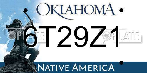 6T29Z1 Oklahoma License Plate