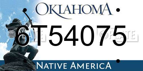 6T54075 Oklahoma License Plate
