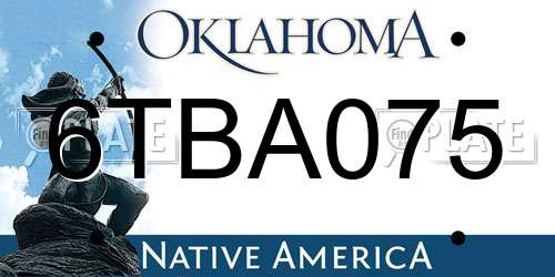 6TBA075 Oklahoma License Plate