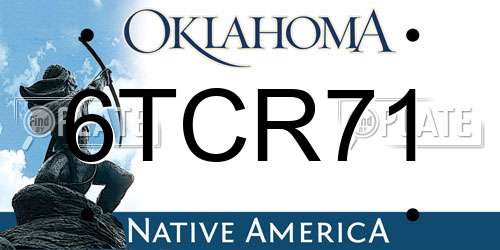 6TCR71 Oklahoma License Plate
