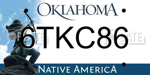 6TKC86 Oklahoma License Plate