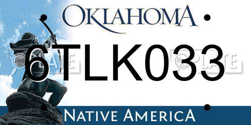 6TLK033 Oklahoma License Plate