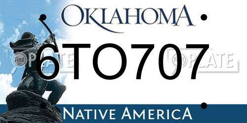 6TO707 Oklahoma License Plate
