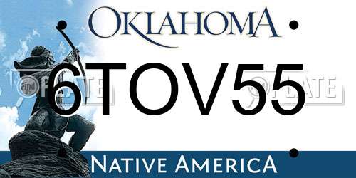 6TOV55 Oklahoma License Plate