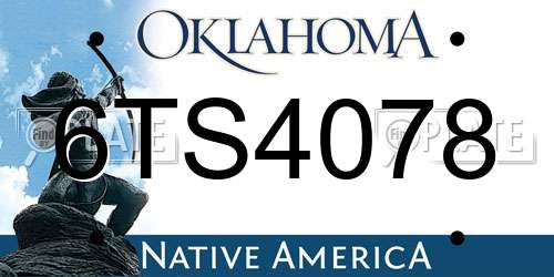 6TS4078 Oklahoma License Plate