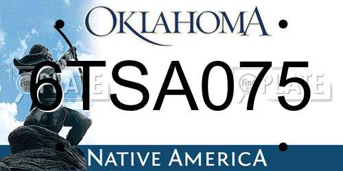 6TSA075 Oklahoma License Plate